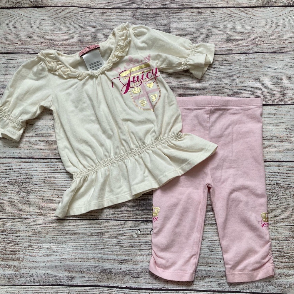 Juicy Couture 2 Piece Ruffle Neck Outfit Girls Size 6-12 mo - Picture 1 of 5